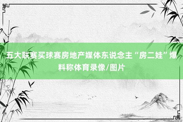 五大联赛买球赛房地产媒体东说念主“房二娃”爆料称体育录像/图片